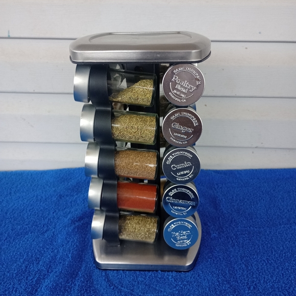 Olde Thompson Rotating Carrousel Spice Rack 20 Glass Jars. - Picture 5 of 11